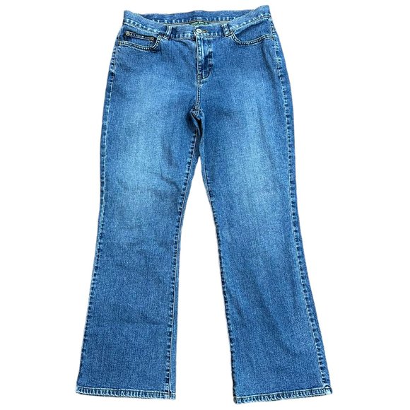 Lauren by Ralph Lauren Jeans Co Wide‎ Leg Medium Wash Denim Jeans Size 10 - Picture 1 of 8